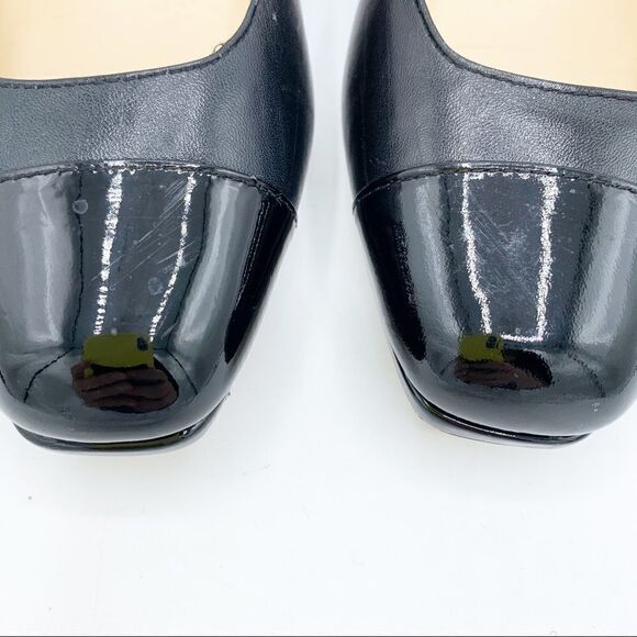 Cole Haan Black and Patent Leather Cap Toe Modest Heel Career Pumps Sz 7.5 - Picture 6 of 15
